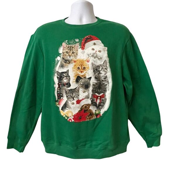 Fifth Sun Jingle Kittens Ugly Christmas Sweatshirt Size Large - Picture 1 of 5